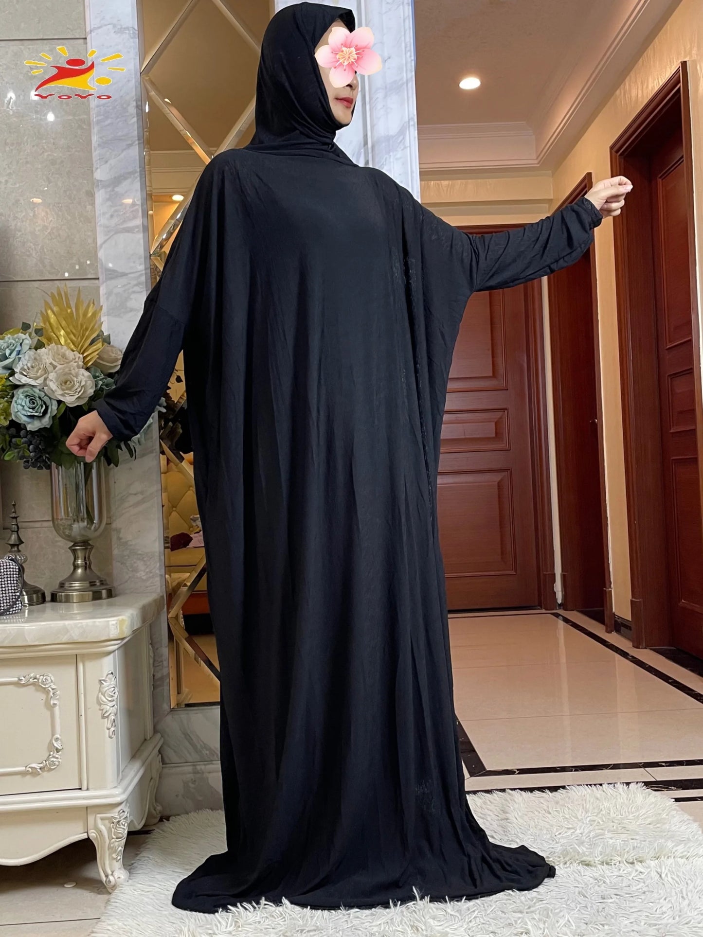 Maxy Muslim Women Hooded Turkey-African Prayer Garment Kaftan Dress With Hijab Floral Prints Dubai Saudi Robe Ramadan