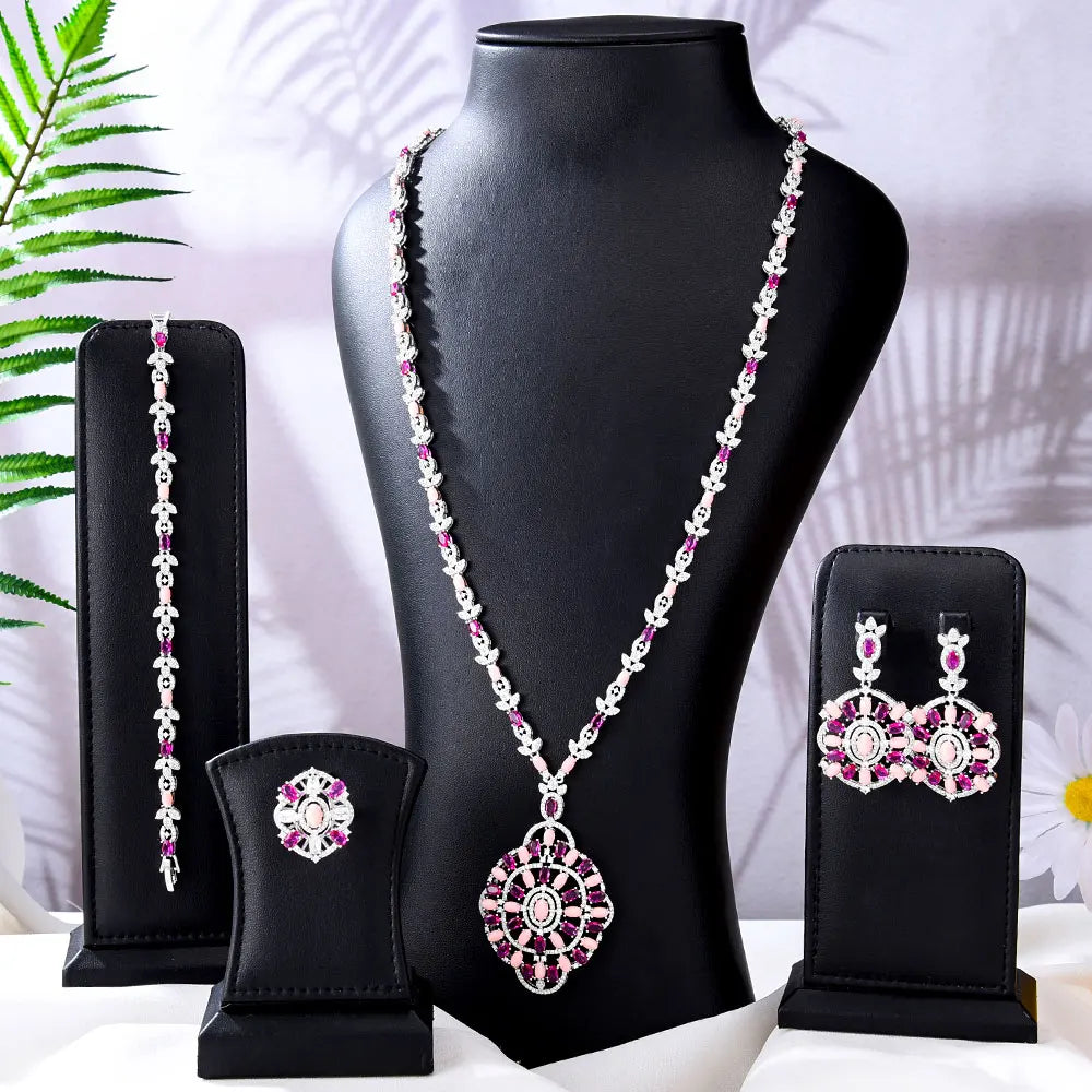 Maxy New Fashion Turquoise Bridal Jewelry Set For Women Wedding Party Necklace Earring Set