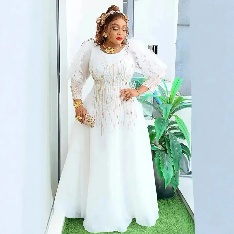 Maxy Dresses for Women Plus Size Africa Clothes Outfits Gown Elegant Wedding Party Long Dress