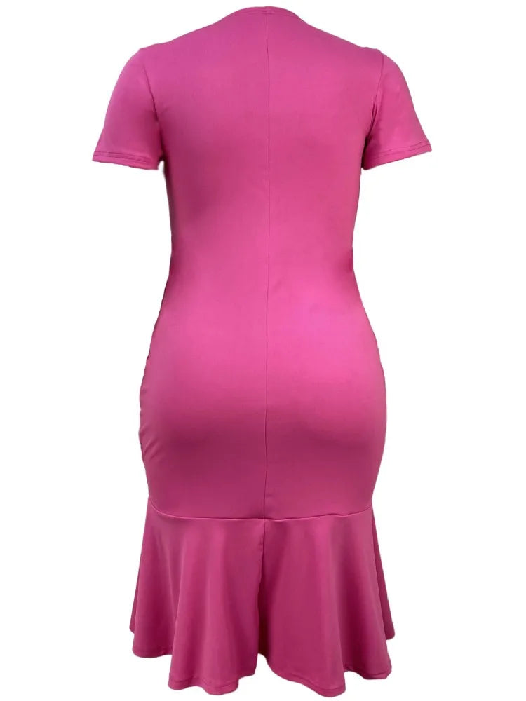 Maxy XL-5XL Plus Size Clothes Dresses Women Robes Summer Autumn Short Sleeve Street Style Casual 3XL 4XL Big Size Midi Dress Oversize