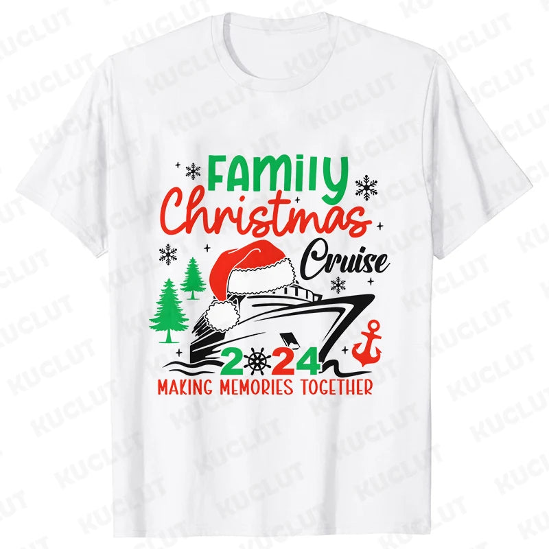 Funny Family Christmas Cruise 2024 T-Shirt Xmas Matching Family Cruising Outfits Party Squad Tshirt Harajuku Short Sleeve Tees