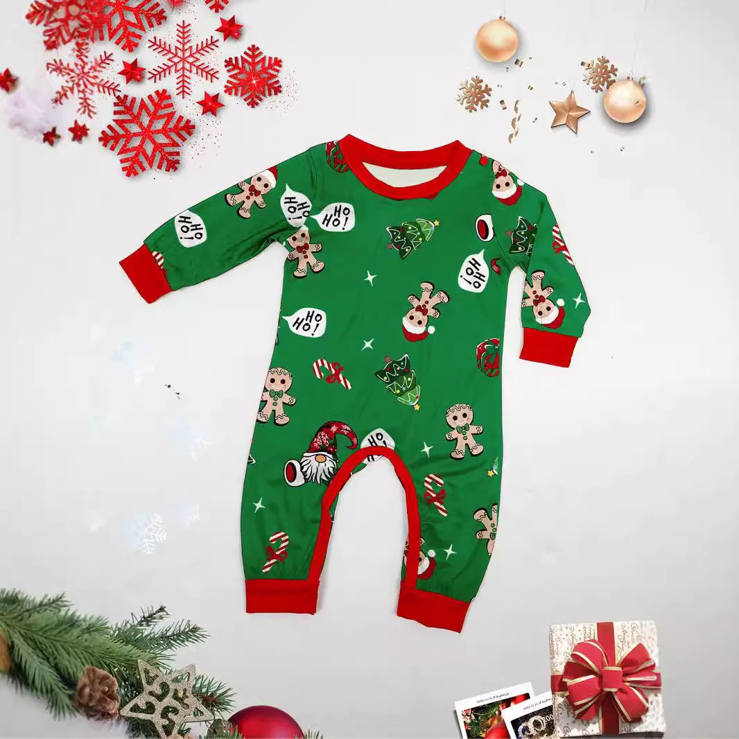 New green cross-border Christmas parent-child outfit Christmas children crutch print fashion home wear pajamas set