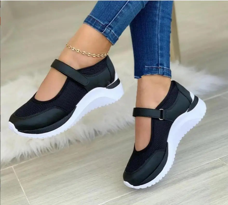 Maxy Fashion Sneakers for Women Round toe knitted platform sandals Mesh Breathable Loafers Tenis Feminino Casual Sports Women Flats