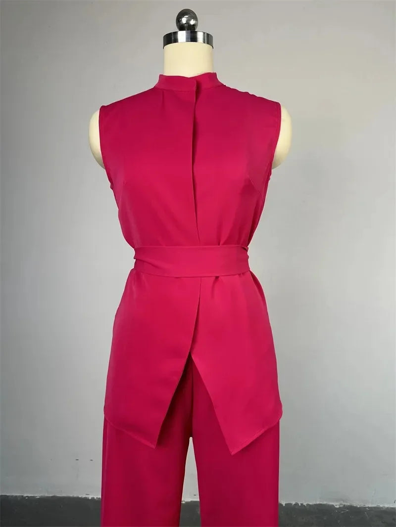 Maxy black Shirt Top & Cuffed Pants Set Women Wide Leg Pant Sets Two Piece Suit Loose O Neck High Waist Elegant Trousers Suits