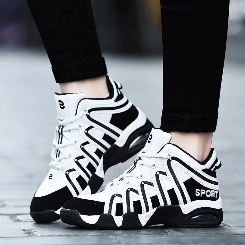 Maxy Plus Size High Top Outdoor Cushion Man Sneakers Women Running Shoes Sport Men Running Men's Sports Footwear Black White GMB-1272