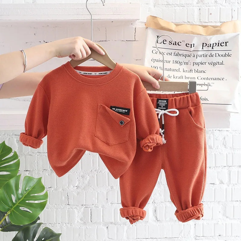 Maxy Spring Autumn Children Clothes Baby Boys Cotton Solid Sweatshirt + Pants 2Pcs Set Toddler Fashion Costume Kids Tracksuits