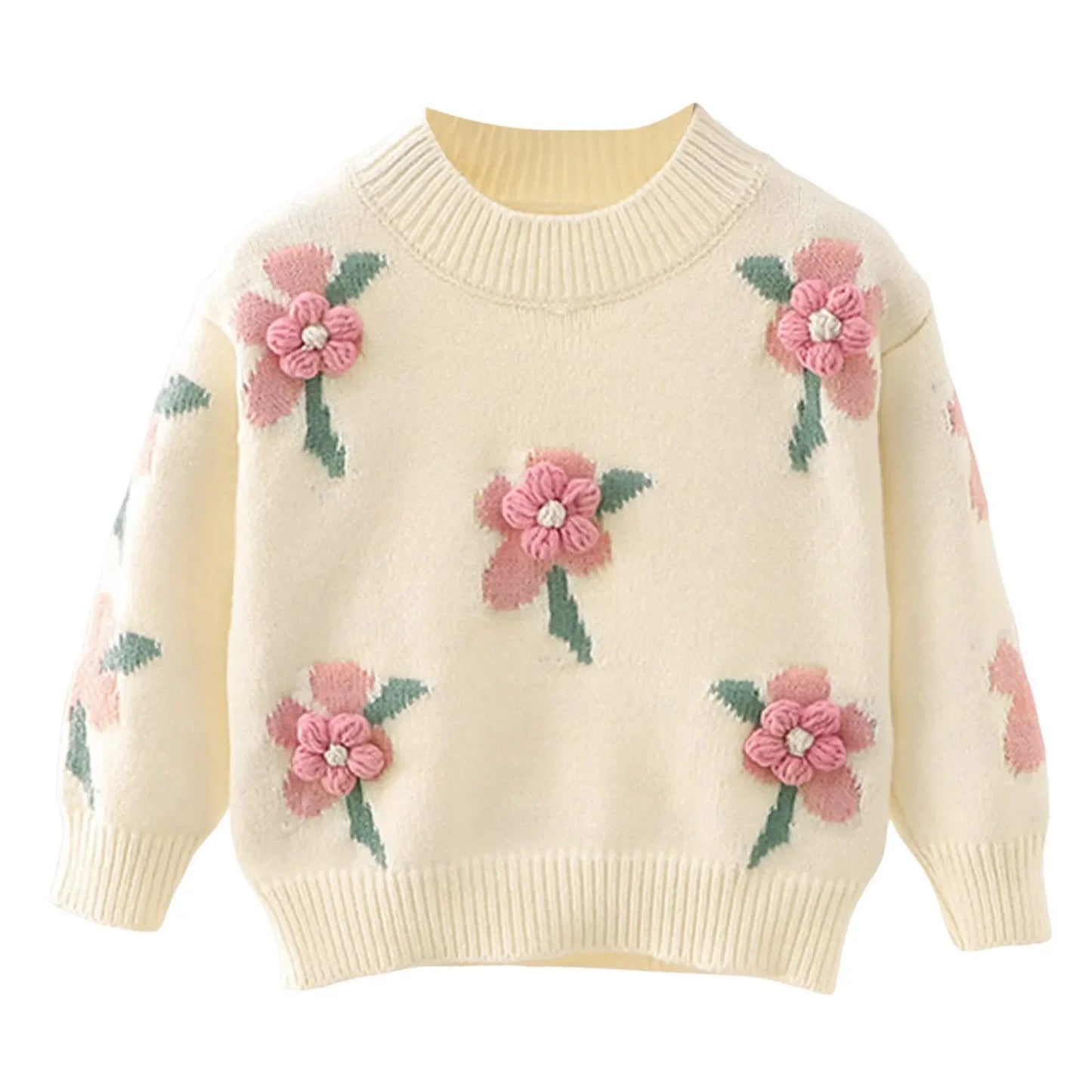 Toddler Kid Clothes Baby Boys Girls Knitted Sweater Embroidered flowers Loose Autumn Winter Warm Children Pullover Sweatshirts