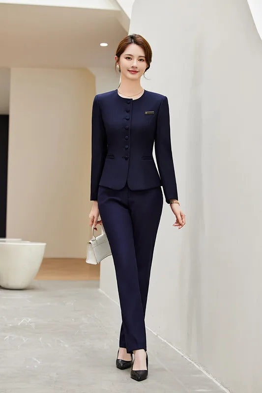 Maxy Formal Skirt Suits Two Piece Set Women Office Ladies Single Button Slim Blazer High Waisted Suits Skirt Work Wear
