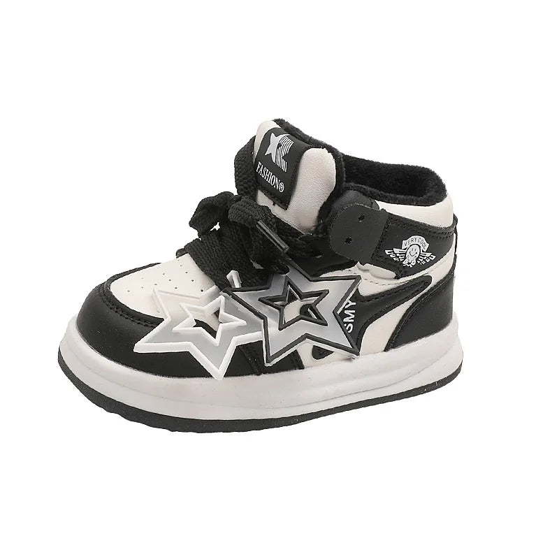 Maxy Children's Sneakers Autumn Winter Boys Girls Valet Lined Warm Sport Shoes Cute Star Shoes Toddler Non-slip Walking Footwear