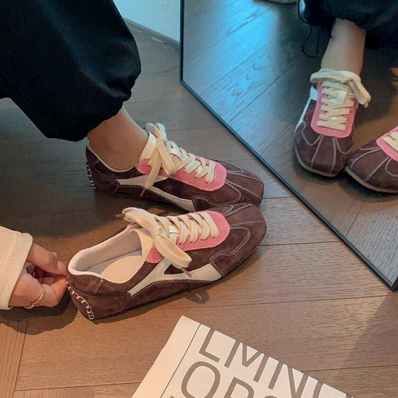 Maxy Japanese and Korean French flat casual shoes for women's spring and summer fashion lace up walking sports shoes women's shoes