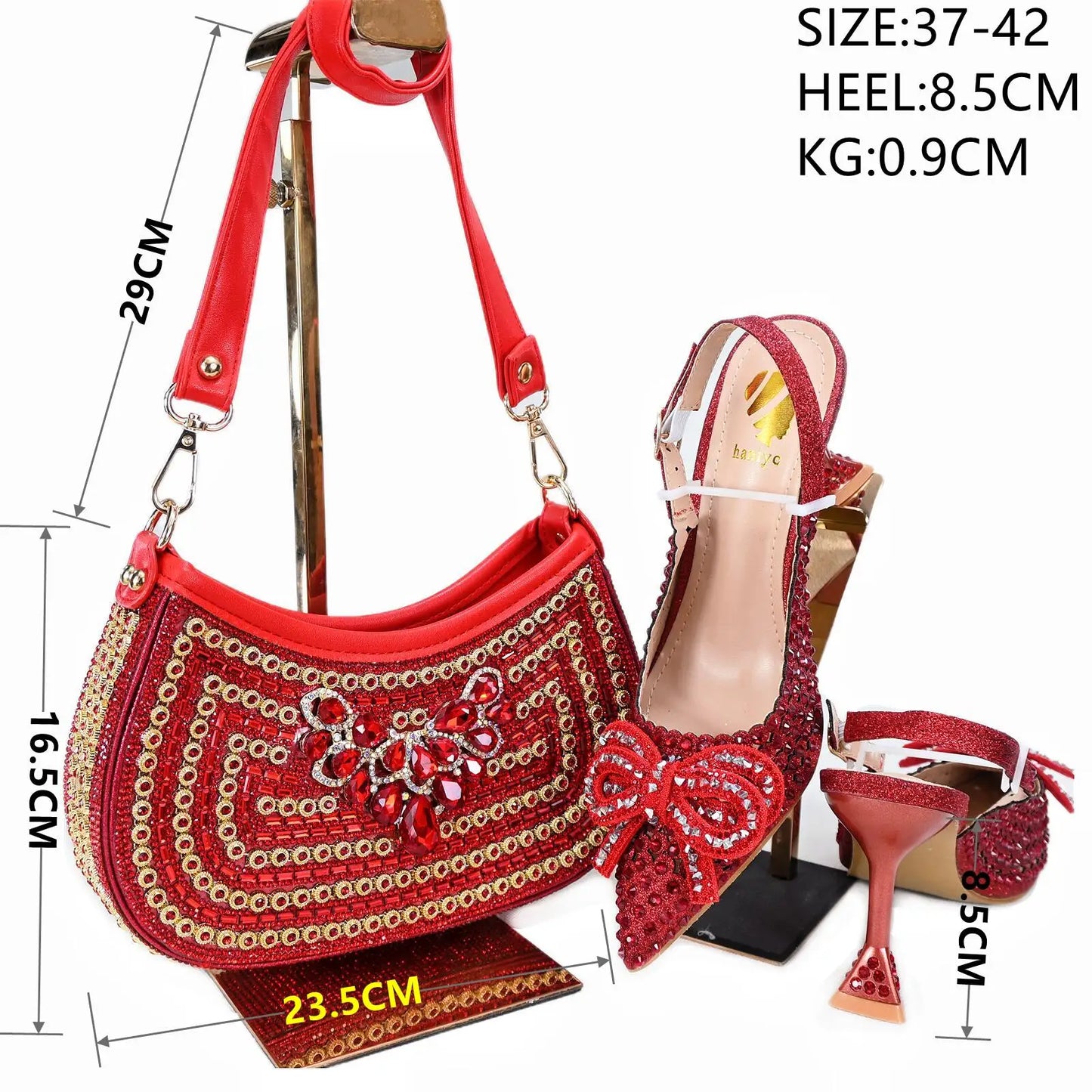 Momsey  New Arrival African Wedding Shoes and Bag Set peach Color Shoes with Matching Bags Ladies party shoes