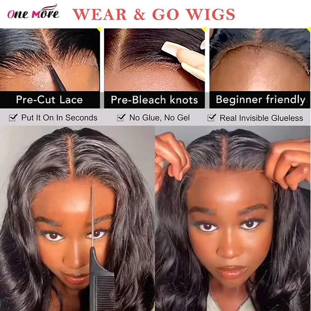 Upgrade Glueless Wig Human Hair Ready To Wear Body Wave Glueless Preplucked Wear And Go Wigs 5X5 Lace Closure Wigs PreCut Lace