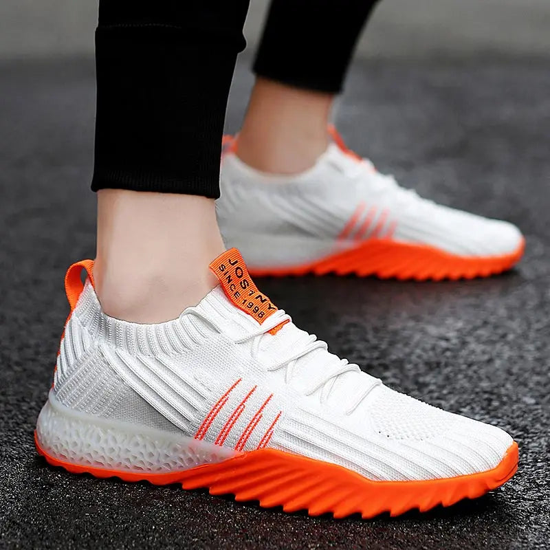 Plus Size Light Weight Air Mesh Men Sport Shoes Women Sneakers Man Black Orange Breathable Running Shoes Men's Sports Gym D-436