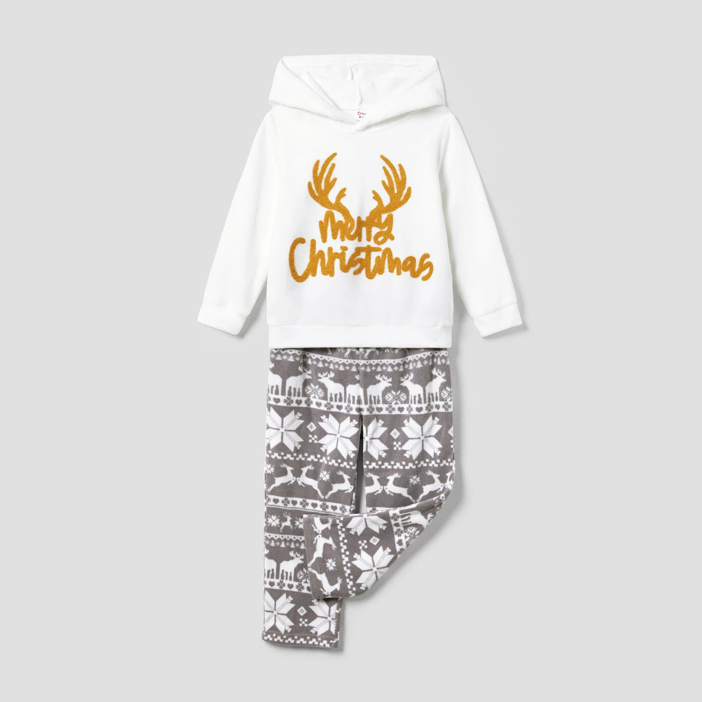 PatPat Christmas Family Matching Letters Embroidered Long-sleeve Hooded Fleece Pajamas Sets(Flame resistant)