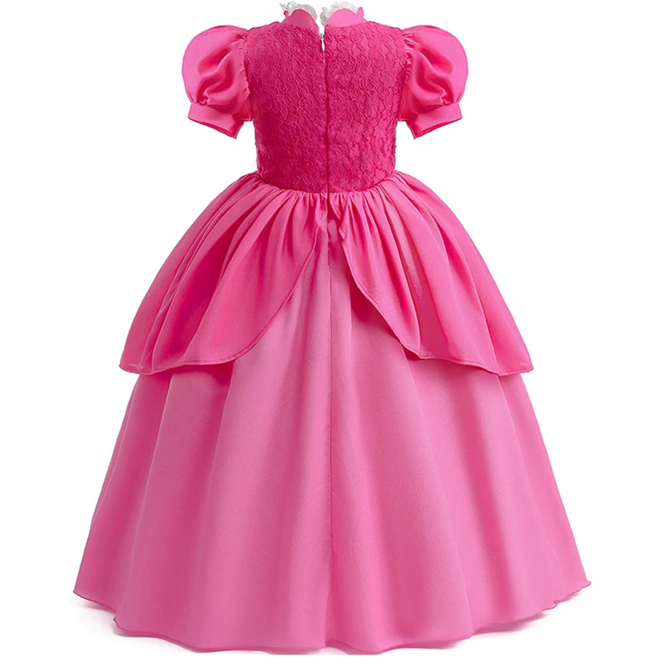 Girls Peach Princess Dress Halloween Fantasy Costume Children Ceremonial Luxury Carnival Outfits Kids Elegant Gowns Pagent Sets