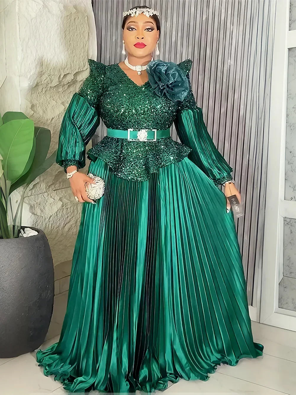 Maxy Plus Size Evening Dresses for Women African Luxury Solid Gown Elegant Turkey Wedding Party Long Dress Ankara Ladies Clothing
