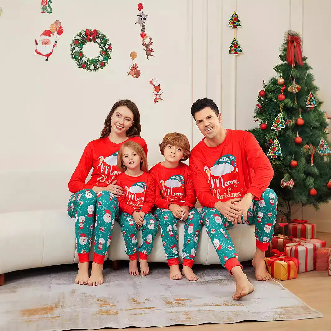 Maxy Autumn and winter Christmas family matching clothing printed long sleeve set Family dress home dress pajamas pajama pants 2 sets