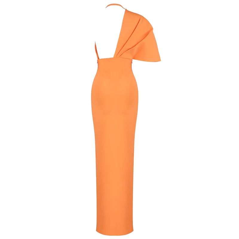 Visco Orange Prom Dresses for Black Girls Deep V Neck High Waist Women Maxi Long Wedding Guest Celebrity Evening Party Gowns