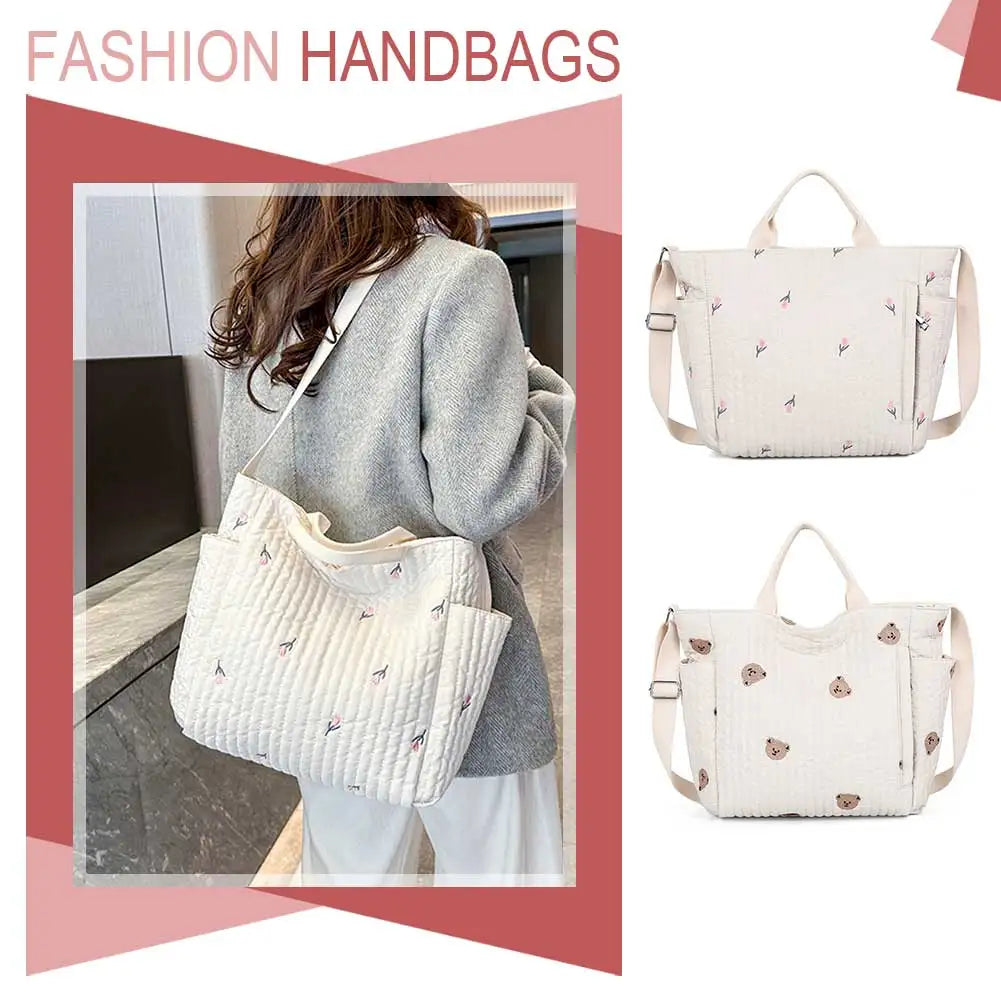 Maxy Women Baby Diaper Crossbody Bag Large Capacity Cartoon Nursing Bag Adjustable Strap Mommy Tote Handbag Female Outdoor Daily Bag
