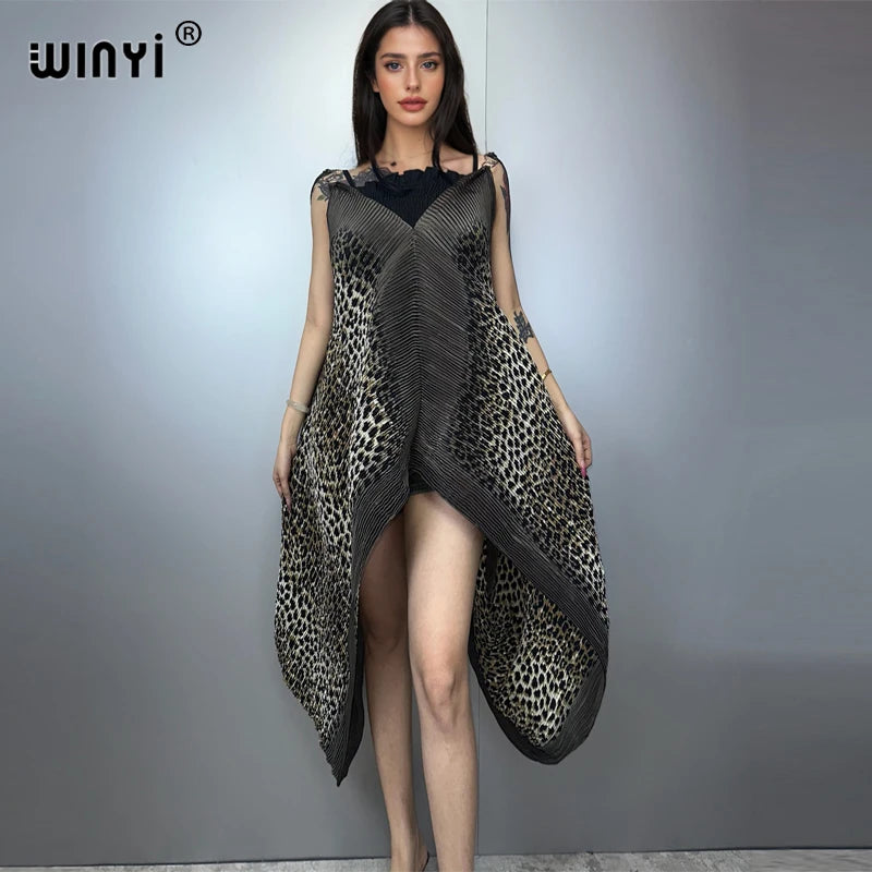 Maxy Summer Pleated party dress Women crumple Design Loose boho robe Maxy Long holiday Elegant evening dress abaya dubai luxury