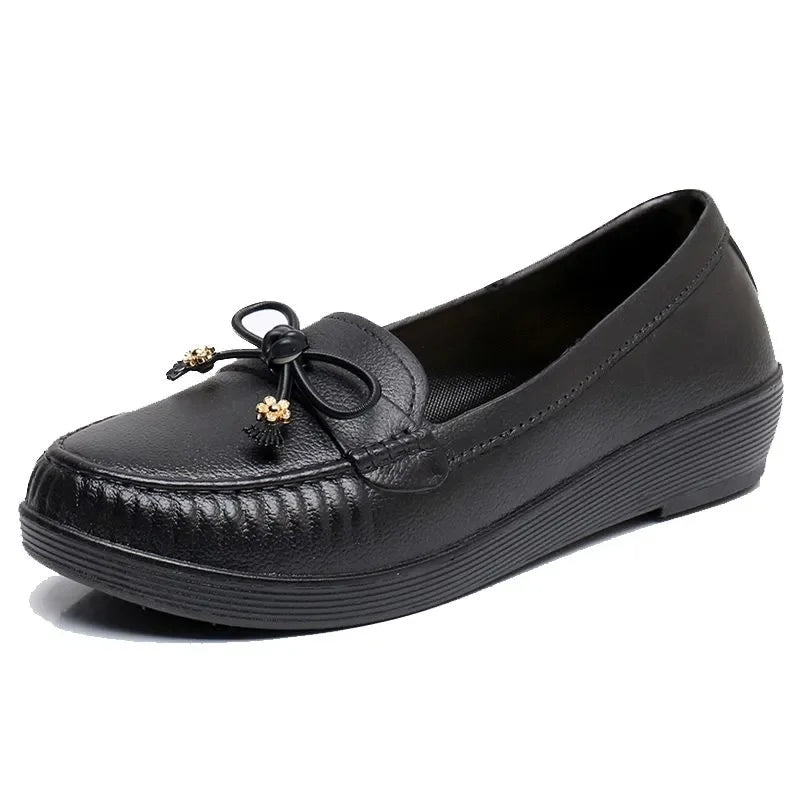 Maxy women casual round toe street anti skid shoes lady leisure black comfort hotel work flats red loafers fa42