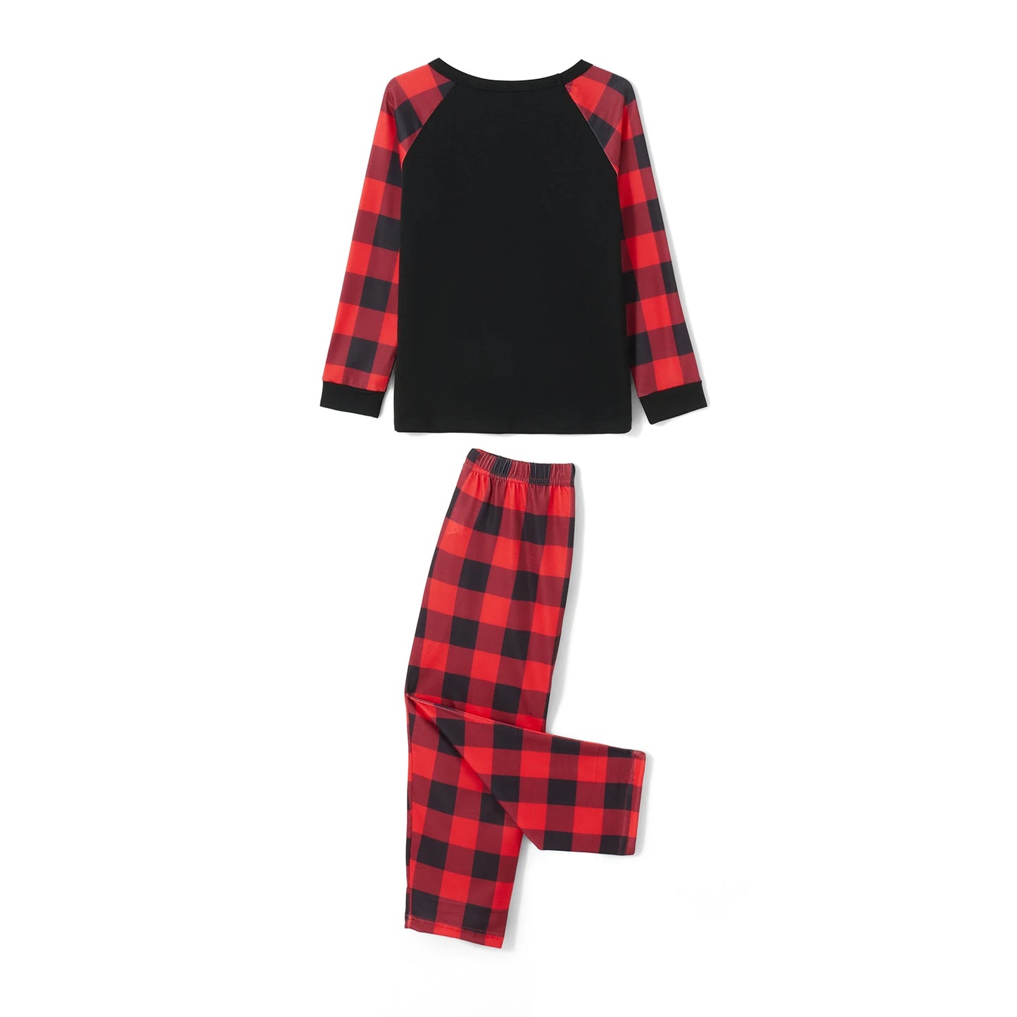 Christmas Family Pajamas Matching Set Letter Print Long Sleeve Tops and Plaid Pants Sleepwear