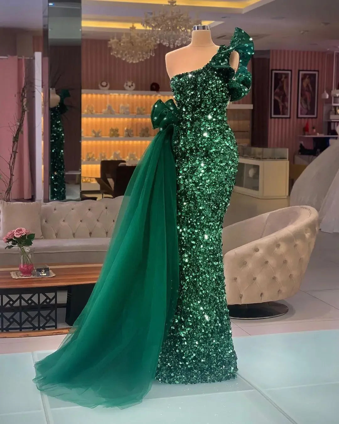 Maxy Evening Gowns Green Sequin Tube Top Ladies Formal Cocktail Party Ball Detachable plus size evening dress short party dress