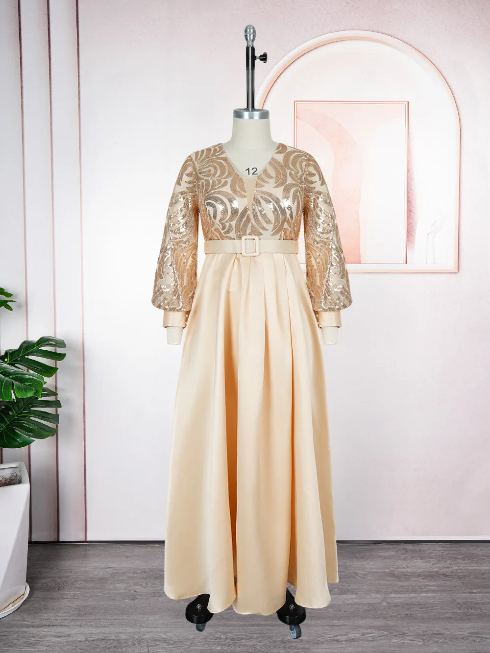 Maxy Plus Size Sequin Dresses for Women Elegant Evening Wedding Party Gown Dashiki Ankara Clothing Kaftan Abaya Robe
