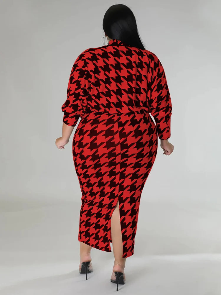 Maxy Plus Size Dress Sets Two Piece Outfits Dresses and Out Wear Sexy Matching Suit Fall Clothes
