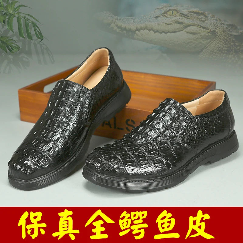 Amay New Crocodile Skin Business Loafers New High-end Leather Suede Men‘s Casual Boat Walking Male Men's Vulcanize Shoes Shoes Oxford