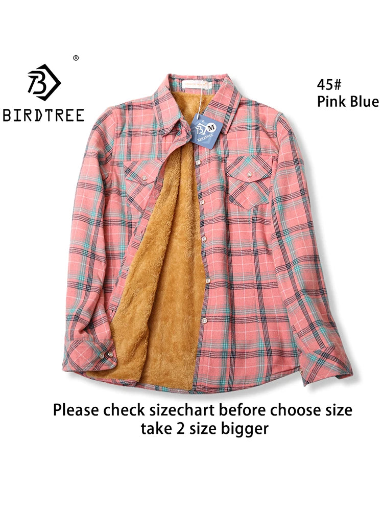 Maxy Women Plus Velvet Thicken Plaid Shirts Winter Warm Coat Jacket Brand Woman Clothes Fleece Tops Female Casual Outerwe T26701J