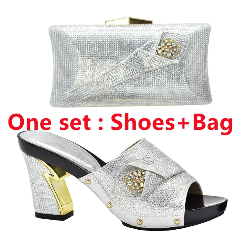 Max New African Shoes and Bag Set for Party M Shoe Maxy and Bag Set for Party In Women Summer High Heeled Shoes for Women