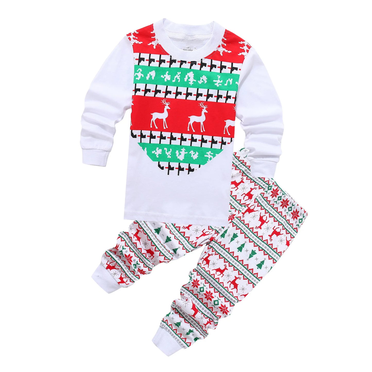 Kids Halloween Christmas Tops + Pant Cosplay Costume Boys Girls Santa Claus Print Pajamas Nightwear Home Clothing 2-7 Years