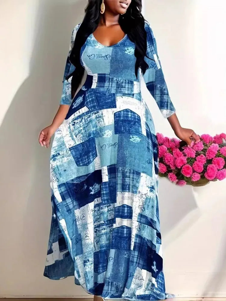 Maxy XL-5XL Plus Size Clothes Dresses Women Robes Summer Autumn Long Sleeve Street Style Casual 3XL 4XL Big Size Dress Oversize