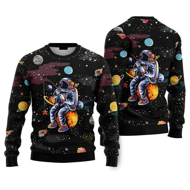 Maxy Fashion Santa Claus Beer Ugly Christmas Sweater For Men Clothing 2026 New Year Hoodie Streetwear Holiday Party Sweatshirts
