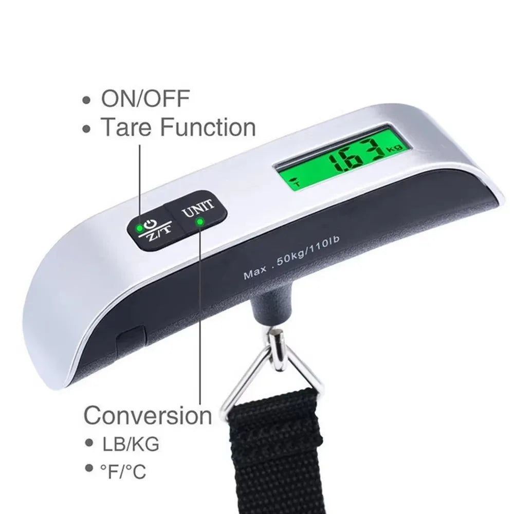 Maxy 50kg Portable Hanging Scale Electronic Hand Luggage Scale Digital Display Suitcase 110lb Travel Baggage Bag Weighing Tools