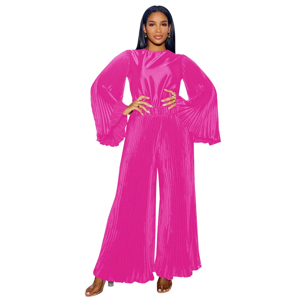 Maxy 2 Piece Pants Sets Women African Muslim New Matching Sets Solid Color Two Pieces Sets Top Pants Suits Outfits Clothing