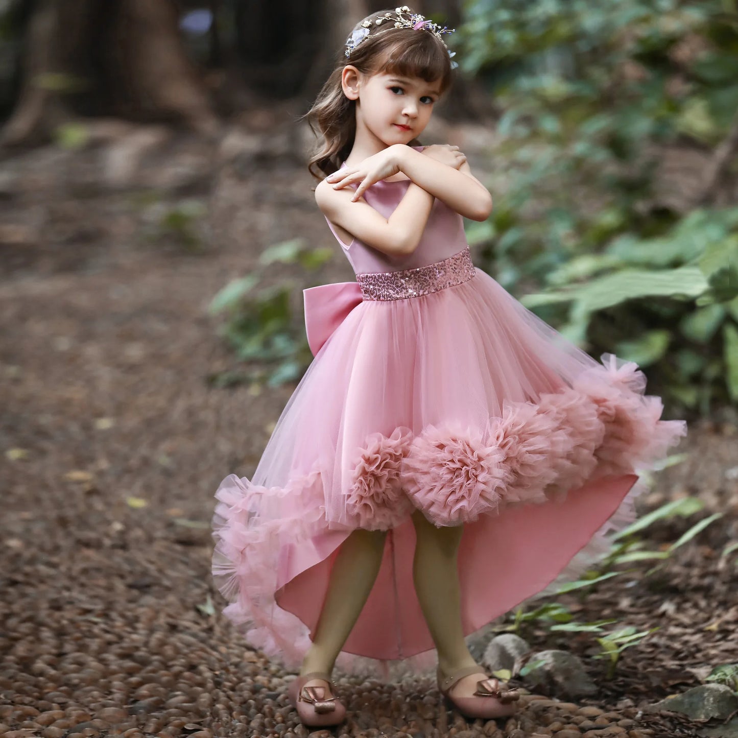 Maxy Princess Baby Girls Wedding Christening Dresses 2 To 7 10 Years Child Elegant Costume Gowns For Eid Evening Lilac Long Children's Clothes