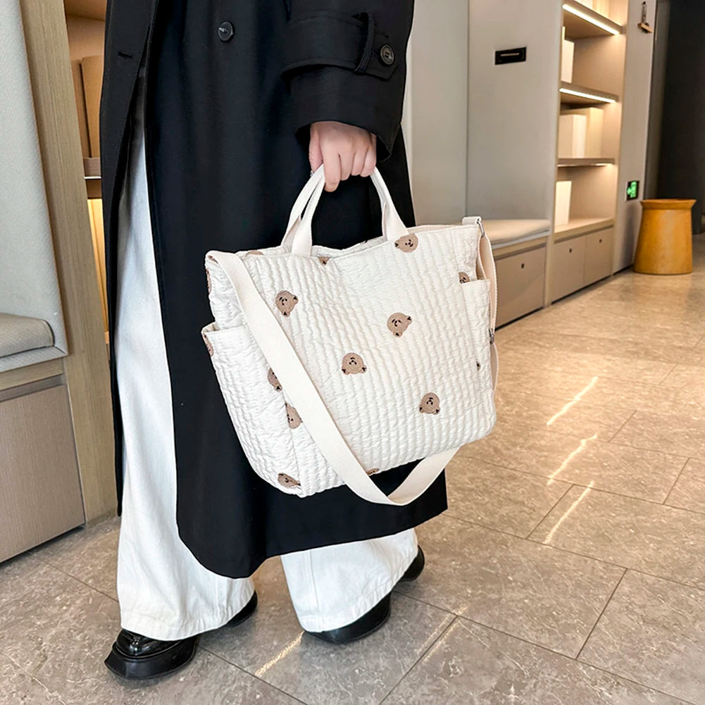 Maxy Women Baby Diaper Crossbody Bag Large Capacity Cartoon Nursing Bag Adjustable Strap Mommy Tote Handbag Female Outdoor Daily Bag