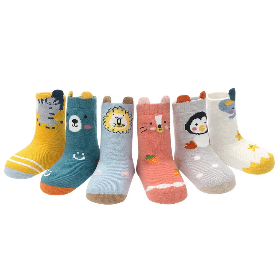 Baby Socks Infant Bear Bunny Lion Zebra Penguin Floor Socks Boy Girl Animal Ears Stockings Children Anti-Slip Clothing Accessory