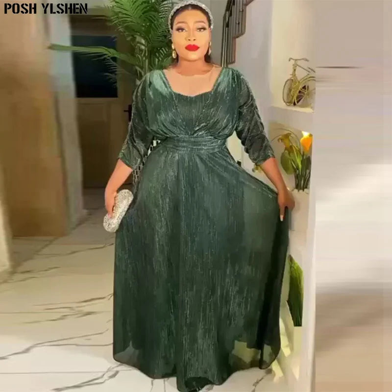 Amay Plus Size Evening Dresses for Women African Luxury Glitter Gown Elegant Turkey Wedding Party Long Dress Ankara Ladies Clothing