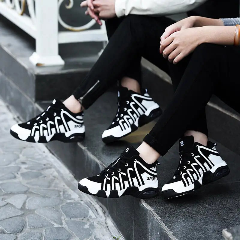 Maxy Plus Size High Top Outdoor Cushion Man Sneakers Women Running Shoes Sport Men Running Men's Sports Footwear Black White GMB-1272