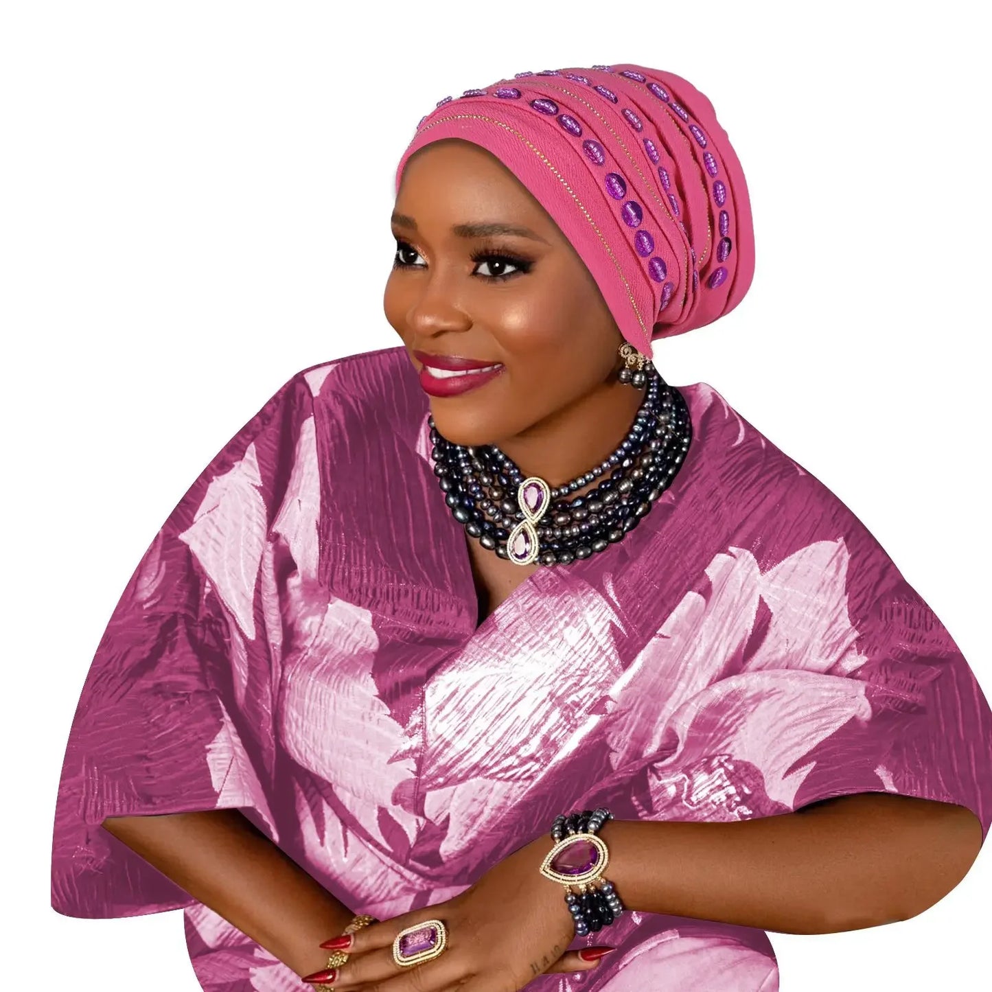 Maxy New Diamonds Turban Cap for Women Muslim Hijab Bonnet Headscarf Nigeria Geles Wedding Hat African Auto Gele Head ties Head Wrap