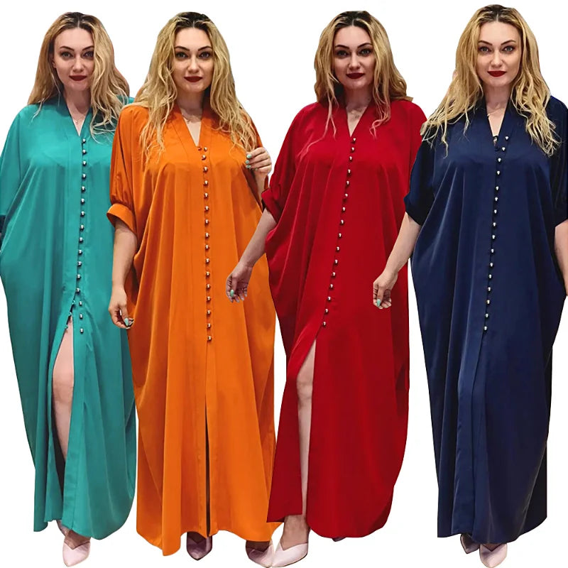Maxy Plus Size Party Dresses for Women New Dubai Kaftan Muslim Chiffon Maxy Long Dress Dashiki Ankara Outfits Gown