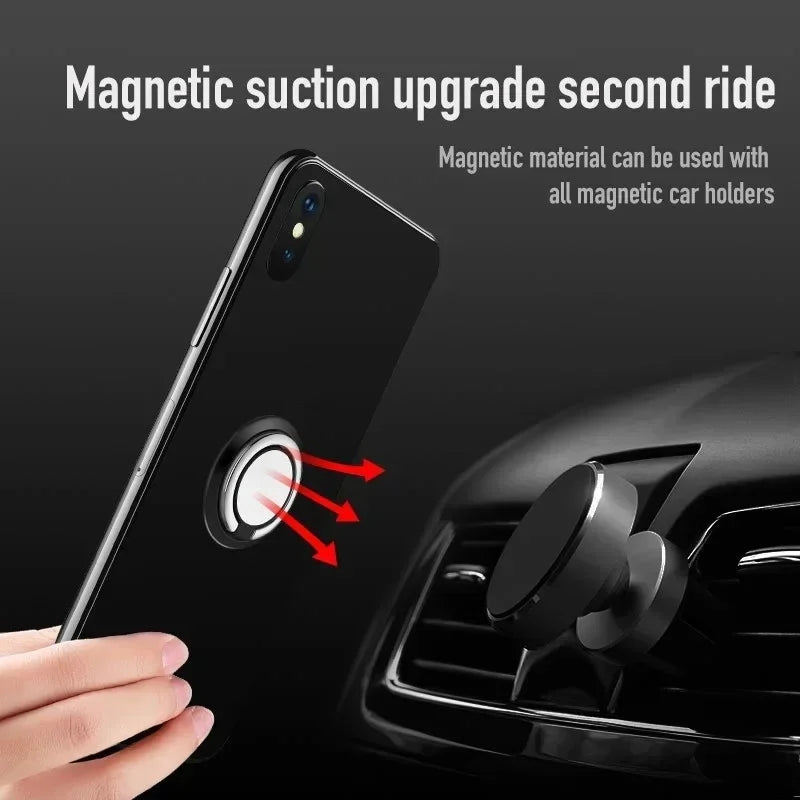 Maxy Mini Finger Ring Holder Stand Grip 360 Rotating For Mobile Phone Car Magnetic Mount Phone Back Sticker Pad Unniversal Bracket