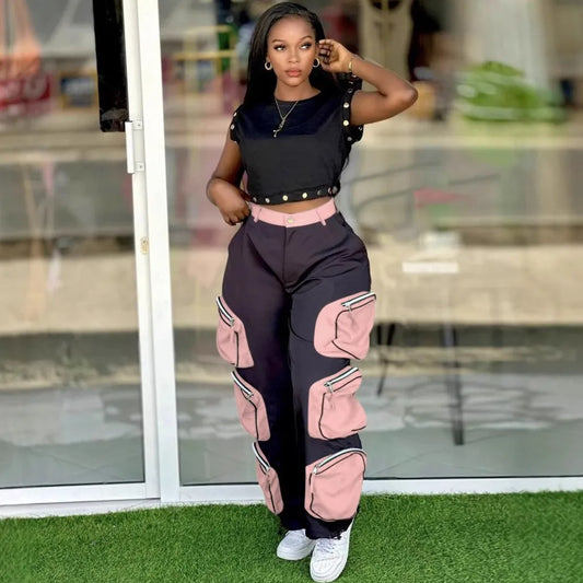 Maxy 2 Piece Women Set Dashiki African Clothes Summer Spring New Fashion Short Sleeve Top And Pants Suit Party Lady Matching Sets