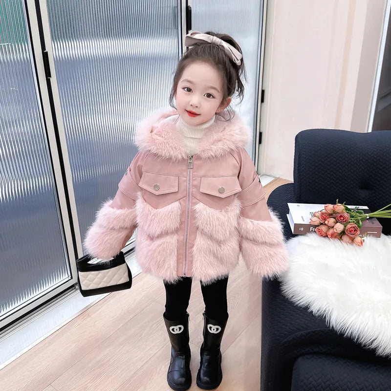 Sanrios Kuromi Anime Autumn Winter Coats Kid Velvet Thickened Pie Overcoming Cartoon Parka Jackets Girl Clothes Toddler Snowsuit