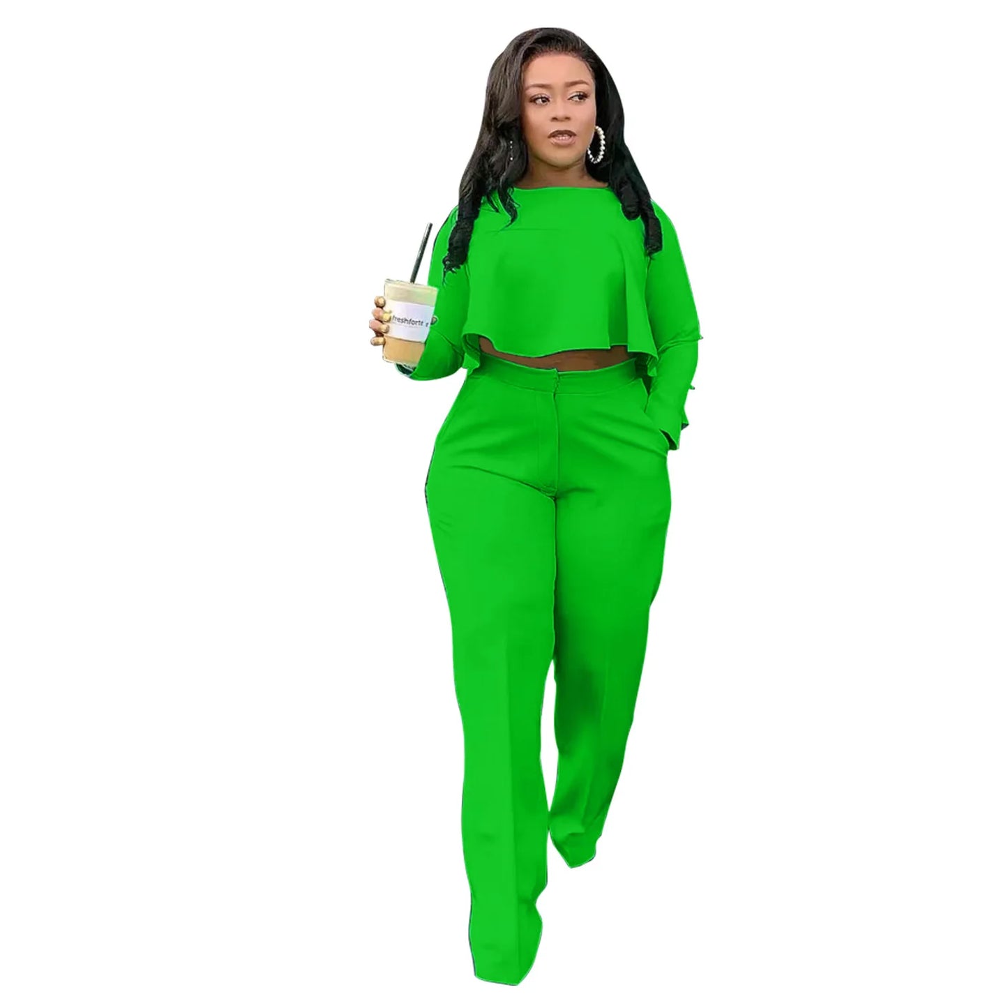 Maxy D8454 Two Piece Women Tracksuit Set Dashiki African Spring Summer Spring Long Sleeve Top and Pants Set Party Suit Matching Sets