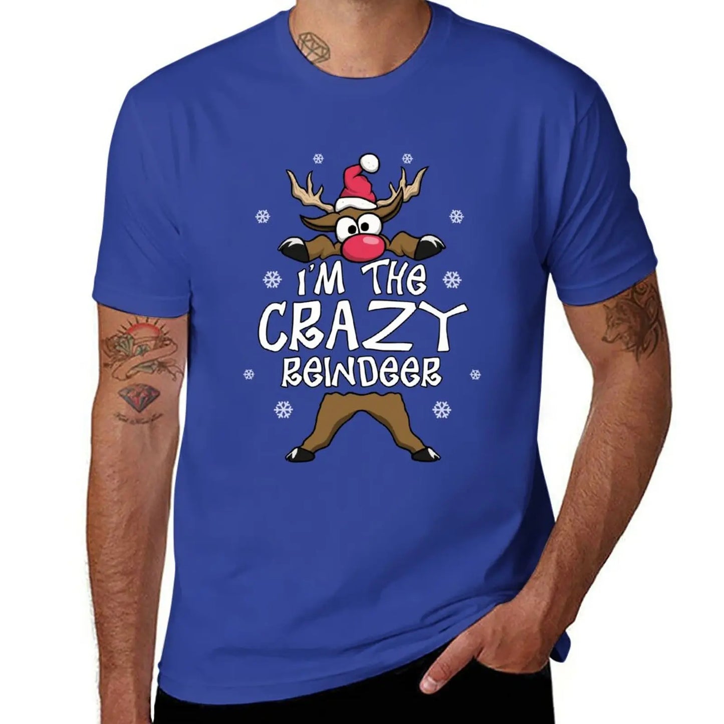 I’m The Crazy Reindeer Family Matching Christmas Pajamas T-Shirt Tee shirt korean fashion fitted t shirts for men