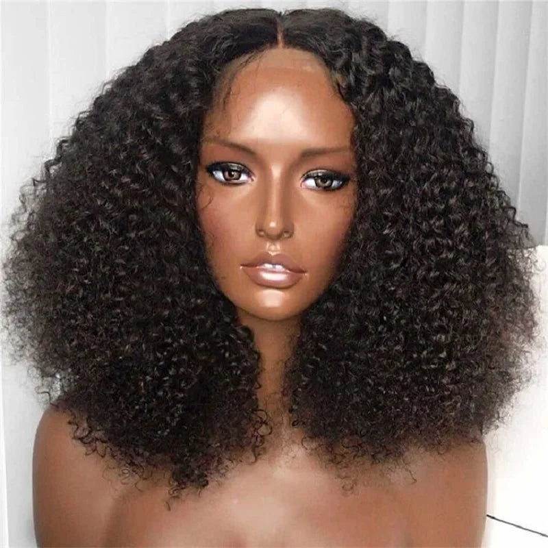 Amay 26inch 180Density Long Glueless Soft Natural Black Kinky Curly Lace Front Wig For Women Babyhair Preplucked Heat Resistant Daily